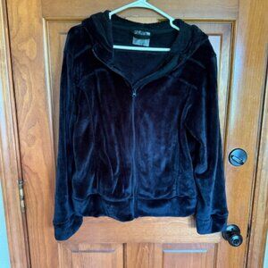 ADRIENNE VITTADINI SPORT FLEECE HOODIE JACKET, BLACK, LARGE